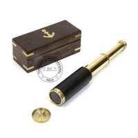Brass Pullout Telescope With Wooden Box