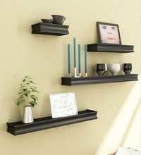 Desi Karigar Black Mango Wood & MDF Wall Shelves - Set of 4