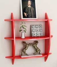 Desi Karigar Three Tier Half Moon Wooden Shelf Unit In Red
