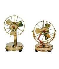 Desi Karigar Brass Toy Fan Showpiece Portable Rechargable - Set Of Two