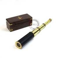 Brass Pirated Nautical Telescope With Wooden Box