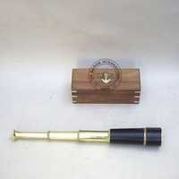 Brass Retractable Telescope With Wooden Box