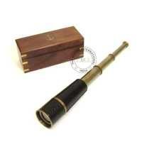Brass Antique Retractable Telescope With Wooden Box