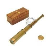 Brass Antique Telescope With Wooden Box