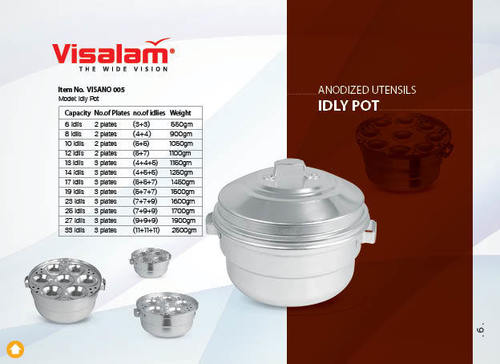 Anodized Idly Pot - Aluminum, 6 to 33 Idlies Capacity, Durable 2-3 Plate Design | Quality Tested, Lightweight, Versatile Cooking Solution
