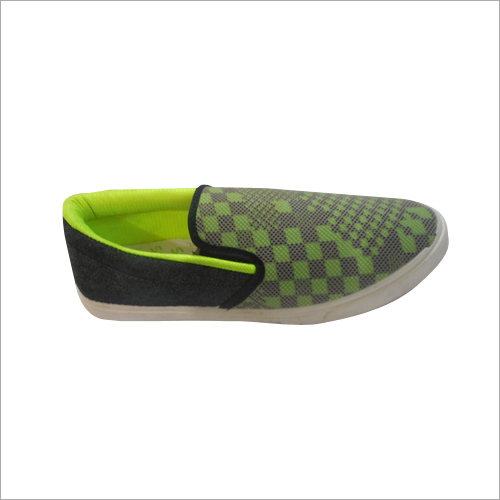 MC-4 - Canvas Slip-On, Various Sizes, Green | Breathable Fabric, Checkered Pattern, Durable Rubber Sole