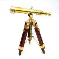 Shiny Finish Brass Telescope With Wooden Stand
