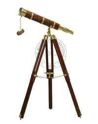 Brass/Wood Telescope With Tripod Stand