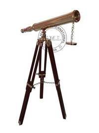 Nautical Brass Harbor Master Telescope with Wooden Stand