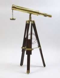 Nautical Tabletop Brass Telescope With Wooden Tripod Stand