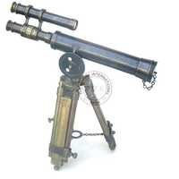 Black Antique Double Barrel Telescope With Stand
