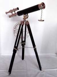 Royal Navy Brass Double Barrel Telescope With Tripod Stand