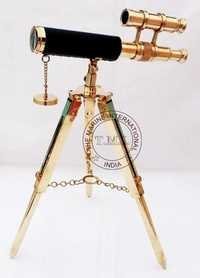 Leather Sheathed Double Barrel With Brass Tripod Stand