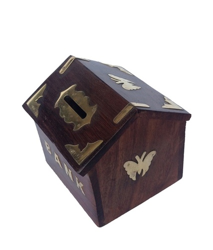Desi Karigar Sheesham Wood Hut Shaped Money Bank