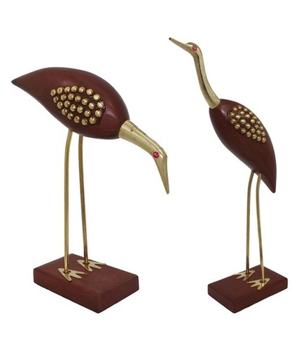 Desi Karigar Wooden Crane Bird Set Of 2 Pcs- Beautiful product for Home Dcor