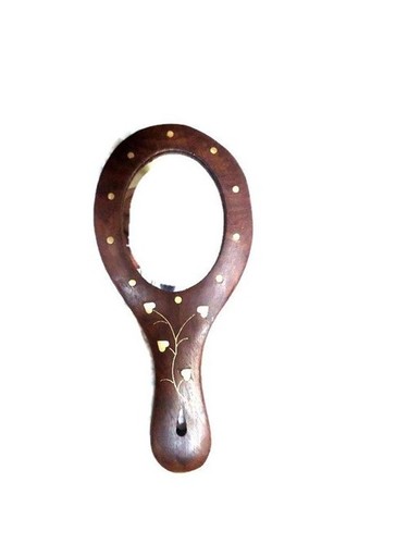 Desi Karigar Wooden Small Handheld Mirror