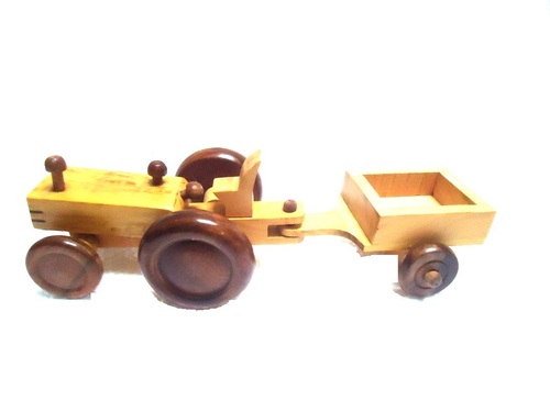 Desi Karigar beautiful wooden Tractor Trolley Moving Toy By DESI KARIGAR