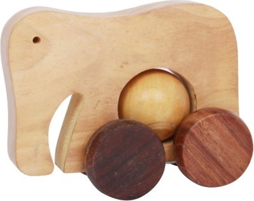 Desi Karigar Wooden Toy Elephant with Wheel By DESI KARIGAR