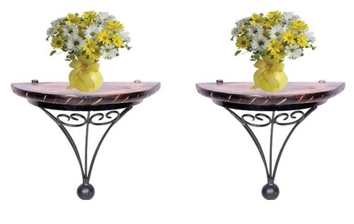 Desi Karigar Wood and Wrought Iron Fancy Wall Bracket (Set Of Two)