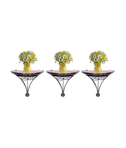Desi Karigar Wood and Wrought Iron Fancy Wall Bracket (Set Of Three)