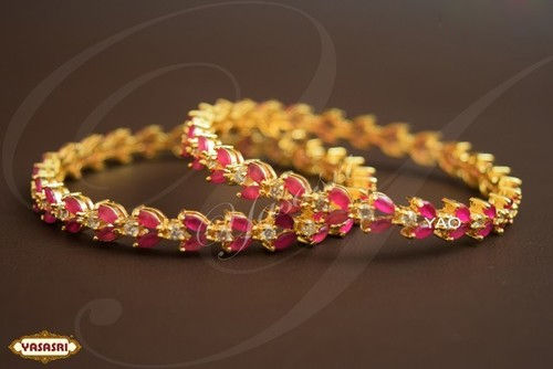 Golden Ruby Stone Bangles