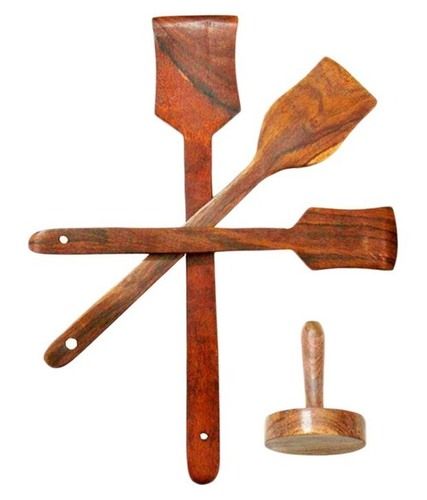 Desi Karigar Wooden Sheesham Ladel Set Of 3 In 1 Masher