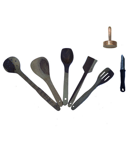 Desi Karigar wooden skimmer set of 5  mesher  peeler
