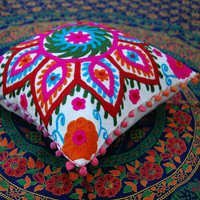Indian suzani cushion cover throw decorative Cotton Pillow Case