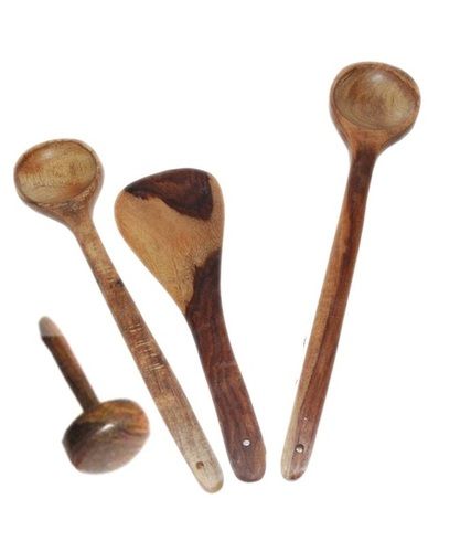 Desi Karigar Wooden 3 Ladles And 1 Masher