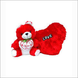 Stuffed Teddy Bear With Love - Polyester, 12x10 Inches, Red | Soft Plush, Cuddly Toy, Romantic Gift, Red Heart
