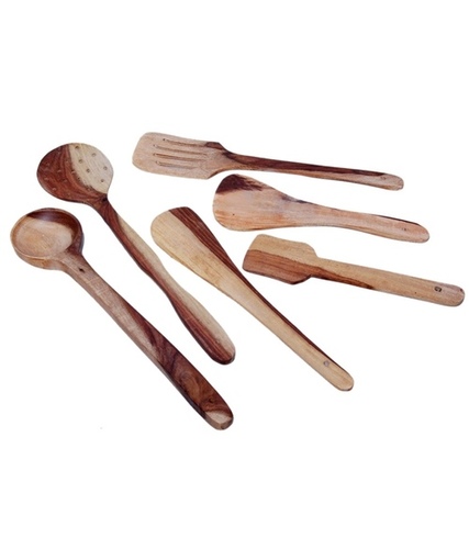 Desi Karigar Wooden Spatula And Ladle Set Pack of 6