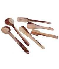 Desi Karigar Wooden Spatula And Ladle Set Pack of 6