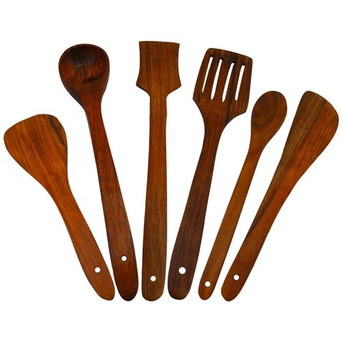 Desi Karigar Wooden Serving and Cooking Spoon Kitchen Utensil Set of 6