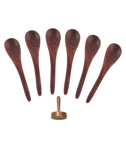 Desi Karigar Wooden 6 Soup spoons and a masher