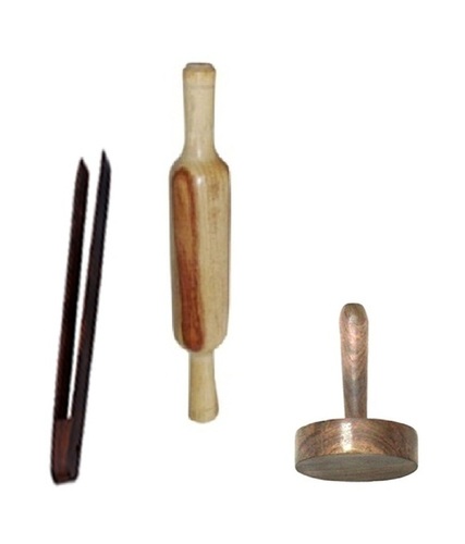 Desi Karigar Wooden Chimta Belan And Mesher Set