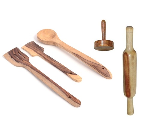 Desi Karigar Wooden tools of kitchen (set of 5)