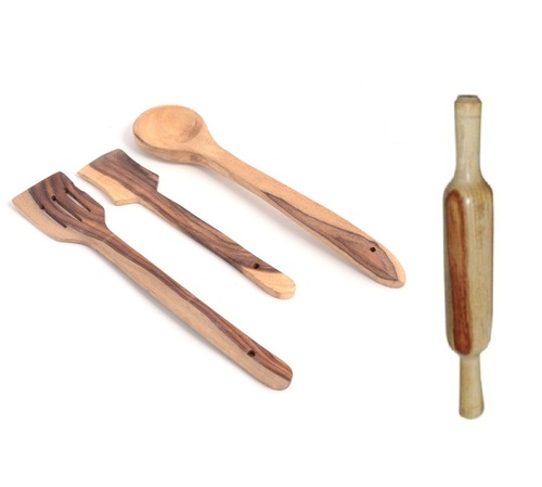 Desi Karigar Wooden tools of kitchen (set of 4)