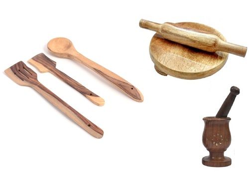 Desi Karigar Wooden tools of kitchen (set of 7)