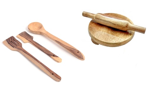 Desi Karigar Wooden tools of kitchen (set of 5)