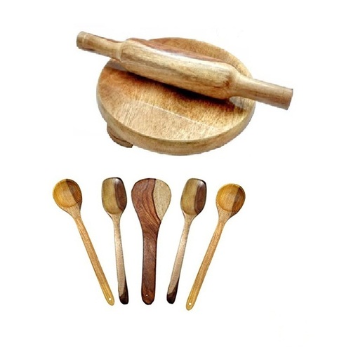 Desi Karigar wooden skimmers set with chakla belan