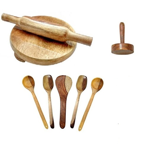 Desi Karigar wooden skimmers set with chkla belan and masher