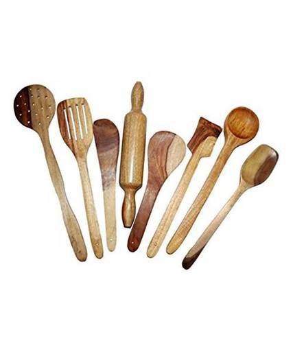 Desi Karigar Wooden Spoon Set of 8 Pcs/ Wooden Spatula, Ladle & Kitchen Tools Set