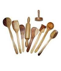 Desi Karigar Wooden Spoon Set of 9 Pcs/ Wooden Spatula, Ladle & Kitchen Tools Set