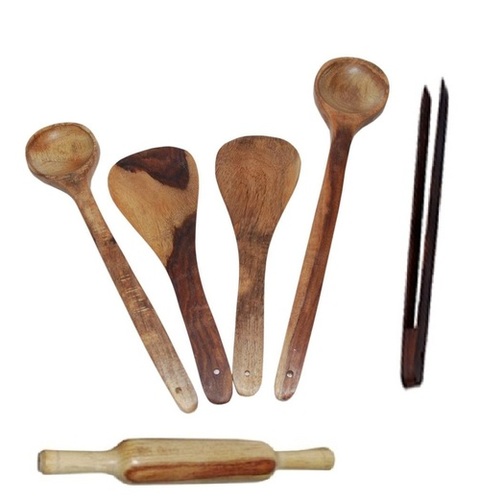 Desi Karigar Wooden ladles rolling pin and chimta