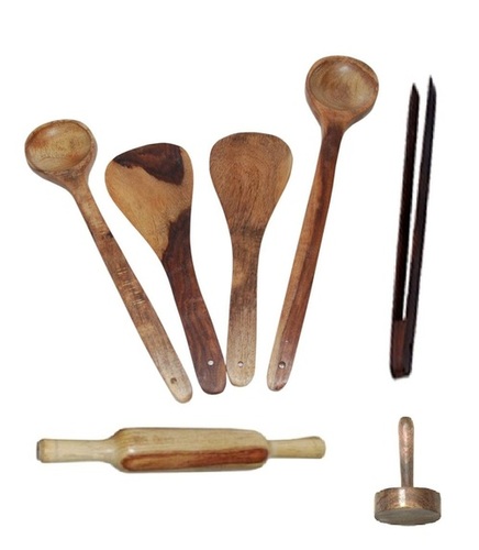 Desi Karigar Wooden ladles rolling pin masher and chimta