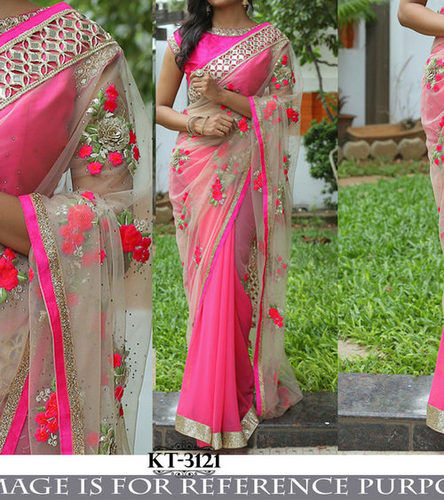 Pink And White Bollywood Saree