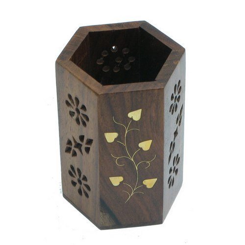 Desi Karigar Wooden Pen Stand (Brown) Buy 1 Get 1 Free
