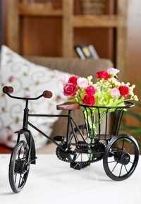 Desi Karigar Wood Rickshaw Flower Holder , Black