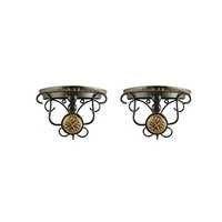Desi Karigar Beautiful wood & wrought iron Fancy Brown Wooden Handicrafts Bracket Holder Pack of 2