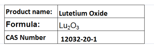 Lutetium Oxide - LuâOâ White Solid, 99.9% Purity, 1-10 µm Particle Size, Rare Earth for Specialty Glasses